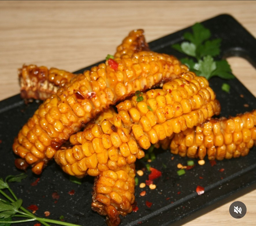 Roasted sweet corn ribs with garlic butter and chilli