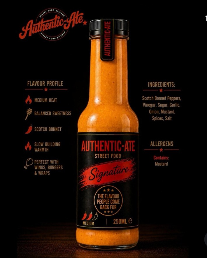 Authentic-Ate Signature sauce flavour profile — scotch bonnet, medium heat